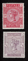 Lot # 636 1883-84 2/6, Lilac, 5s Carmine Rose - Unused Stamps