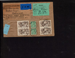 Lot # 661 Used To Denmark: 1919, King George V “Seahorse”, Bradbury, Wilkinson Printing, 2s6d Pale Brown TWO PAIRS Plus  - Covers & Documents