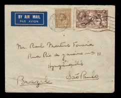Lot # 663 Used To Brazil: 1919 King George V “Seahorse”, Bradbury, Wilkinson Printing, 2s6d Pale Brown And 9d Bistre Bro - Cartas & Documentos