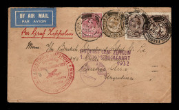 Lot # 664 Used To Argentina Graf Zeppelin Flight (LZ127) 1919, King George V Seahorse, Bradbury, Wilkinson Printing, 2s6 - Briefe U. Dokumente