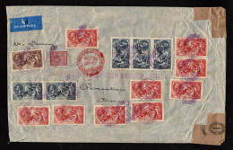 Lot # 703 Used To Brazil: 1934, King George V Re-engraved “Seahorse”, 10s Indigo STRIP OF THREE And PAIR, 5s Bright Rose - Cartas & Documentos