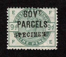 Lot # 721 Govt. Parcels: TWO Stamps 1882 6d Plate18, 1883 9d (watermark Sideways) Overprinted SPECIMEN (Types 15 & 9) - Oficiales