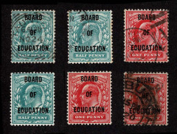 Lot # 751 Board Of Education; 1902, King Edward VII, Six Stamps, ½d Blue Green (3 Copies) And 1d (3copies) Scarlet - Dienstmarken