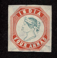 Lot # 770 India: 4a Red And Pale Blue Plate Proof On Gummed Watermarked Paper - Sonstige & Ohne Zuordnung
