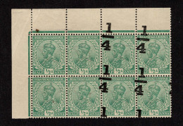 Lot # 772 India: 1922, King George V, 1/4a On 1/2a Bright Green Corner Block Of 8 - Sonstige & Ohne Zuordnung