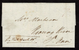 Lot # 780 Jamaica: Stampless, Circa 1790's, "SPANISH TOWN" Double Straight-line (Type T1a) On Reverse Of A Local Folded  - Jamaica (...-1961)
