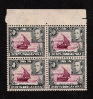 Lot # 782 Kenya, Uganda & Tanganyika: 1949, King George VI, 50¢ Reddish Purple & Black, Perf 13x12½ BLOCK OF FOUR - Kenia (1963-...)