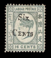 Lot # 783 Labuan: North Borneo: 1893 6c On 16c Gray - Other & Unclassified