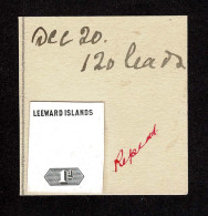 Lot # 784 Leeward Islands: 1912, King George V, 1d Name And Duty Plate Die Proof From The De La Rue Archives - Leeward  Islands