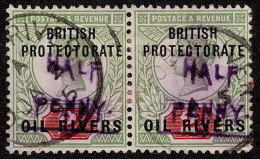 Lot # 795 Niger Coast Protectorate: 1893, Old Calabar Provisional, ½d Type 9 On 2d Gray Green & Carmine, Violet Surcharg - Niger (1960-...)