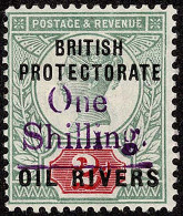 Lot # 798 Niger Coast Protectorate: 1893, Old Calabar Provisional, 1s On 2d Gray Green & Carmine, Violet Surcharge - Níger (1960-...)