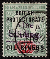 Lot # 799 Niger Coast Protectorate: 1893, Old Calabar Provisional, 1s On 2d Gray Green & Carmine, Violet Surcharge - Níger (1960-...)