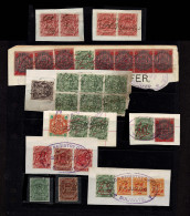 Lot # 800 Rhodesia: 1892-93 Arms On Pieces, Comprising £1 Deep Blue, 24 Stamps - Rhodesien & Nyasaland (1954-1963)