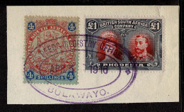 Lot # 819 Rhodesia 1910 -13, King George V “Double Head”: £1 Red & Black, Perf 15 Together With 4s Large Arms - Rhodésie & Nyasaland (1954-1963)