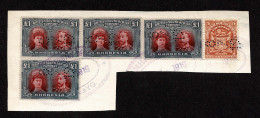 Lot # 822 Rhodesia 1910 -13, King George V “Double Head”: £1 Perf 15 RSC G Perf 15 Irregular BLOCK OF THREE And Single T - Rhodesia & Nyasaland (1954-1963)