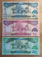 Somalia 50+500+1000 Shillings 1989-1991-1996 UNC Lot3x - Somalia