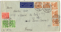 ALLEMAGNE BERLIN  AFFRANCHISSEMENT COMBINE  OBLITERATION 1952 SUR LETTRE POUR LA FRANCE - Covers & Documents