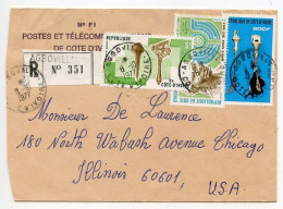 Ivory Coast 1977 Registered Cover - Agboville To Chicago, Illinois; Scott 396, 429 & C61 - Côte D'Ivoire (1960-...)