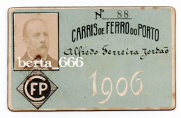 Passe * Companhia Carris De Ferro Do Porto * 1906 * Portugal Tramway Season Ticket - Europe