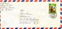 China Taiwan Air Mail Cover Sent To Switzerland 10-4-1984 Single Franked - Storia Postale