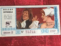 Tartuffe 1958 Billet De Loterie Nationale-divisible Ne Peut être Vendu Au Public ?Imprimée En Taille Douce - Billets De Loterie