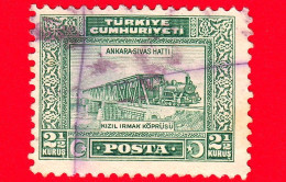 TURCHIA - Usato - 1930 - Ponte Della Ferrovia Su Kizilirmak - Ankara-Sivas Hatti - 2 ½ - Usados