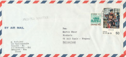 Japan Air Mail Cover Sent To Switzerland With Topic Stamps - Airmail