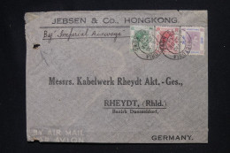HONG KONG - Enveloppe Commerciale Pour L'Allemagne En 1938, Affranchissement Tricolore - L 147186 - Covers & Documents