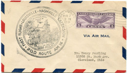 ETATS-UNIS LETTRE AVEC CACHET ILLUSTRE "FIRST FLIGHT NASHVILLE...." DEPART NASHVILLE MAR 2 1931 POUR LES ETATS-UNIS - 1c. 1918-1940 Covers