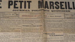 Journal LE PETIT MARSEILLAIS Du 20 Aout 1913, N°16492  ............... JOU-PM ........ TIR1-POS1 - Le Petit Marseillais