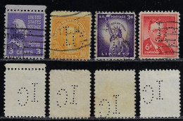 USA United States 4 Stamp With Perfin IG Unidentified In Catalog Lochung Perfore - Perfin