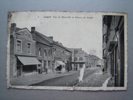 Quaregnon - Rue De Monsville Et Maison Du Peuple - Carte En Mauvaise état - Quaregnon