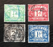 Lot De 4 Taxes Oblitérés Grande Bretagne - Postage Due