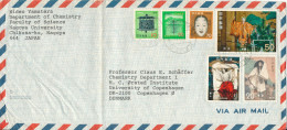 Japan Air Mail Cover Sent To Denmark 27-6-1974 With Topic Stamps Folded Cover - Poste Aérienne