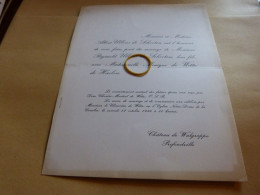 I16-10 Invitation Mariage  Réginald Ullens De Schooten Monique De Witte De Haelen 1964 Chat Walgraffe Profondeville - Mariage