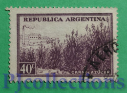 S215- ARGENTINA 1936 CANNA DA ZUCCHERO - SUGAR CANE 40c USATO - USED - Gebruikt