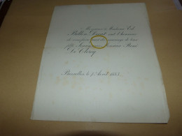I16-10 Invitation Mariage Jenny Billen Decat René De Clercq 1883 - Mariage