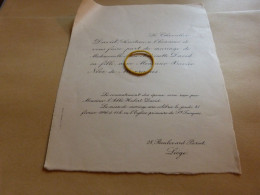 I16-11 Invitation Mariage Marie-Antoinette David Xavier Nève De Mévergnies 1946 - Mariage
