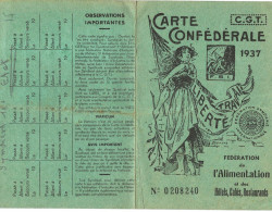 Carte POSTALE  Ancienne De  SYNDICAT - Carte CGT De 1937, Fédération De L'Alimentation (4 Volets) - Sindicatos