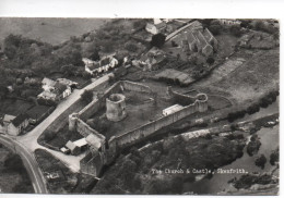 REAL PHOTOGRAPHIC POSTCARD - AERIAL  PHOTO - THE CHURCH & CASTLE - SKENFRITH - MONMOUTH - WALES - Monmouthshire