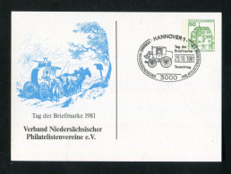 "BUNDESREPUBLIK DEUTSCHLAND" 1981, Privat-Postkarte Mit Abbildung Einer Postkutsche, SSt. "Hannover" (B032) - Privatpostkarten - Gebraucht