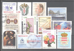 Monaco : Lot D De 12 Timbres Oblitérés (cachet Rond Ou Lignes Ondulées) - Used Stamps