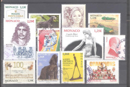 Monaco : Lot F De 12 Timbres Oblitérés (cachet Rond Ou Lignes Ondulées) - Used Stamps