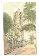 Bourges Cathedrale Tour Nord Petite Aquarelle Signée A. Kohler - Aquarelles