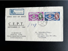 GREAT BRITAIN 1960 REGISTERED FDC EUROPA CEPT RICKMANSWORTH TO KRIMPEN A/D LEK 19-09-1960 GROOT BRITTANNIE - 1952-1971 Pre-Decimal Issues