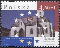 POLAND 2013, Mi 4641, European Union - Capital Cities, Croatia, Church In Zagreb, Building, Architecture MNH ** - Nuevos