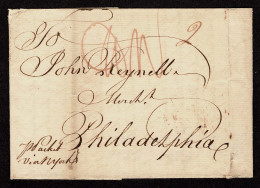 Lot # 005 Colonial; Great Britain To Philadelphia: Mar 1766 Great Britain Folded Lettersheet Bearing Two-line Brown-red  - …-1845 Prephilately