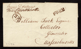 Lot # 008 Colonial: 1796 June, Wolcott, Oliver Jr. Second Treasurer Of The United States Following Alexander Hamilton, F - …-1845 Prephilately