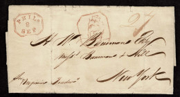 Lot # 009 Philadelphia Full-Rigged Ship: Used From La Guayra, Venezuela To New York; 1835 Folded Letter - …-1845 Vorphilatelie