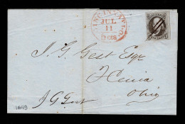 Lot # 017 THREE COVERS (2-folded Letter Sheets And 1 Envelope) Bearing 1847 5¢ Red Brown - Cartas & Documentos